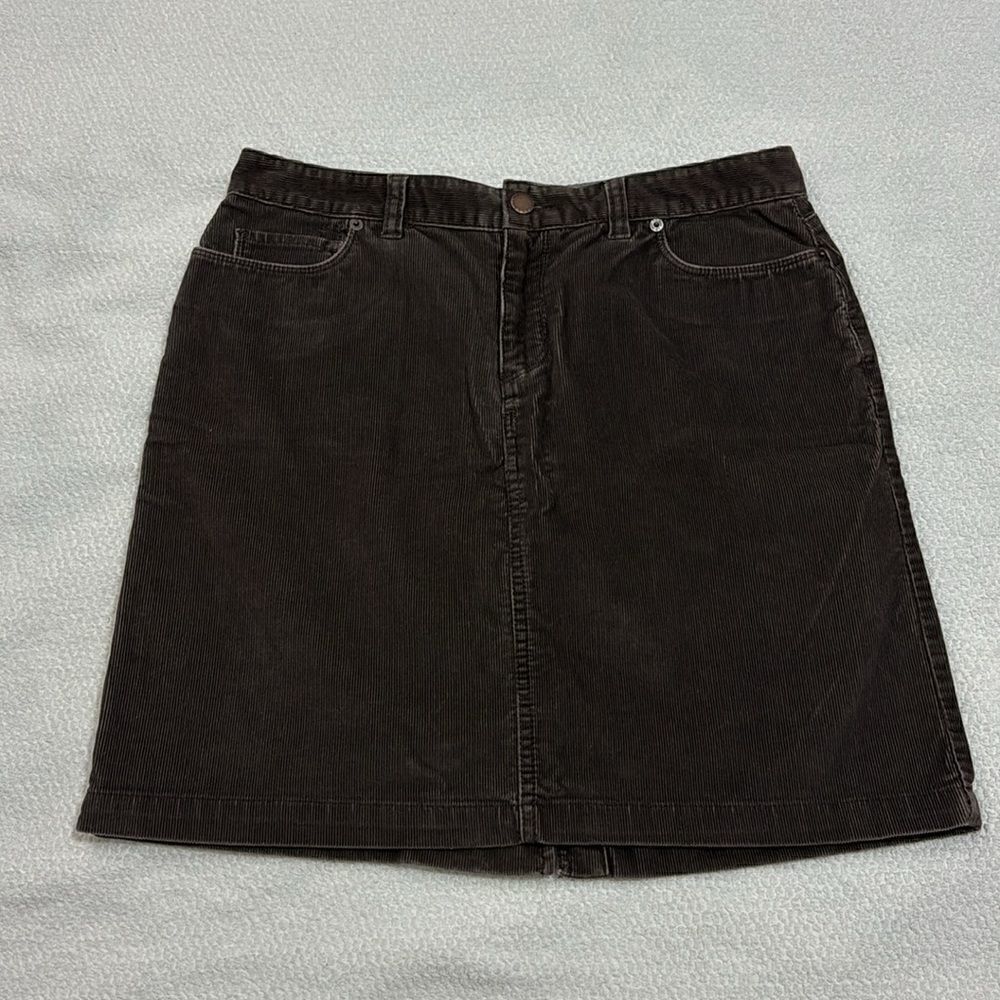 LL Bean Women 10Pet Brown Corduroy Short Pencil Skirt - Picture 12 of 12